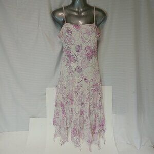 Eva Blue Y2K Fairy Dress 10 Handkerchief Whimsical Fairycore Beaded Floral White